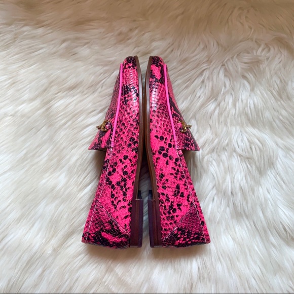 New! SAM EDELMAN Lorain Snakeskin Neon Loafers - Picture 5 of 9